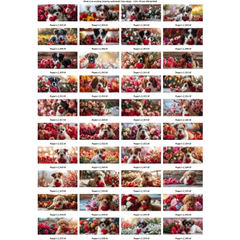 PIESKI Z SERDUSZKIEM 2 - Zestaw 40 obrazków na kubki 21 x 9 cm 300 dpi RGB